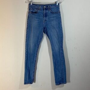 Levi's 501 Premium Denim Men's Button Fly Jeans Sz W27 L30 Blue Slim Straight